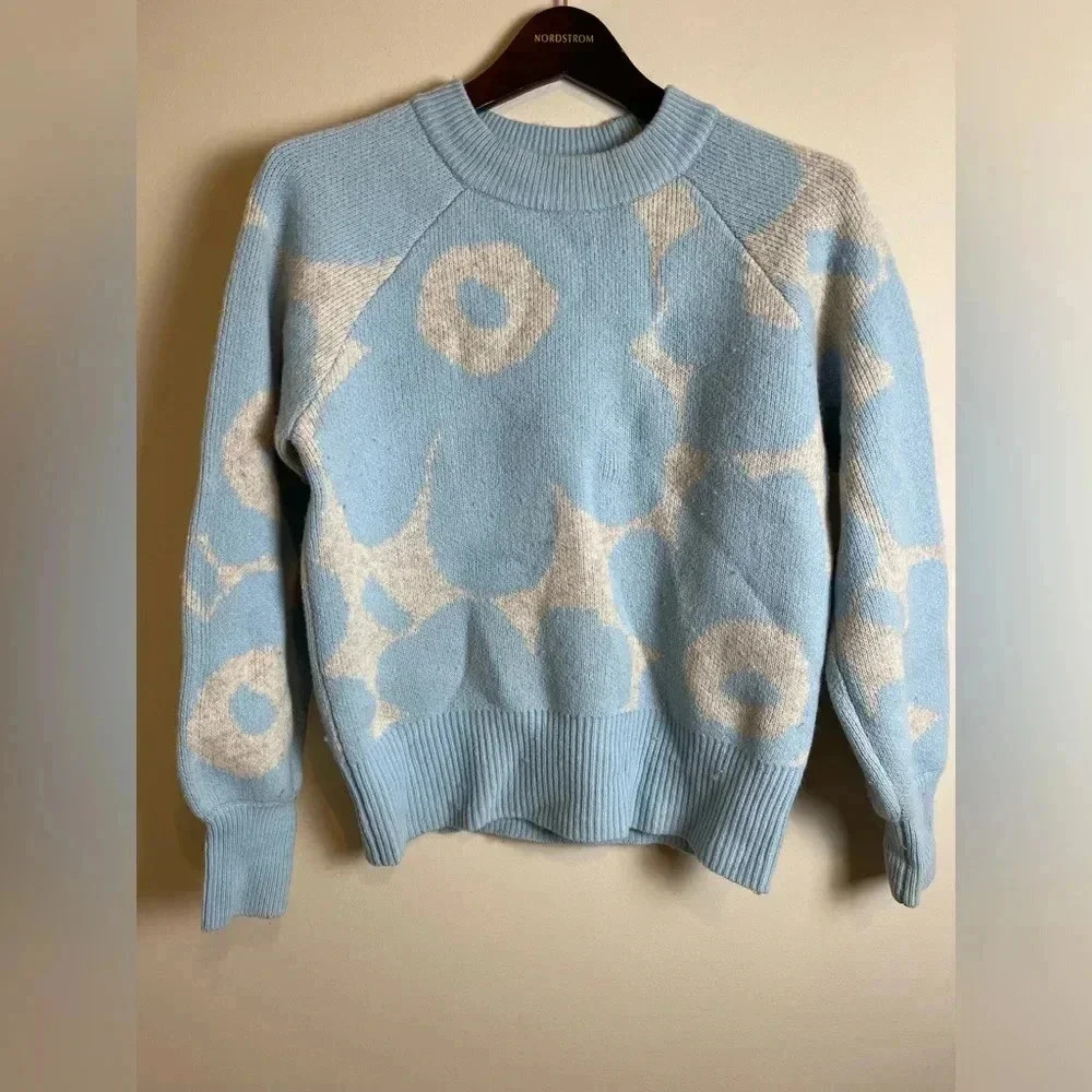 Marimekko Light Blue and Cream Sweater